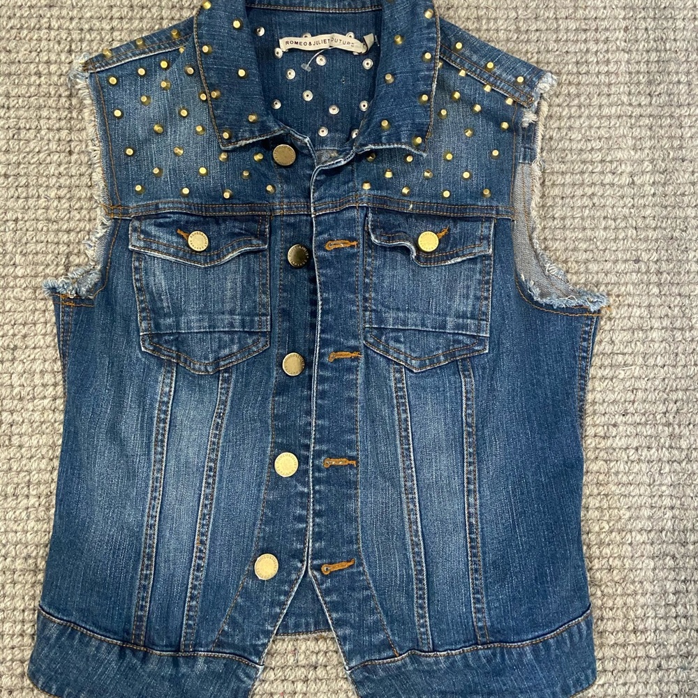Studded Jean Vest